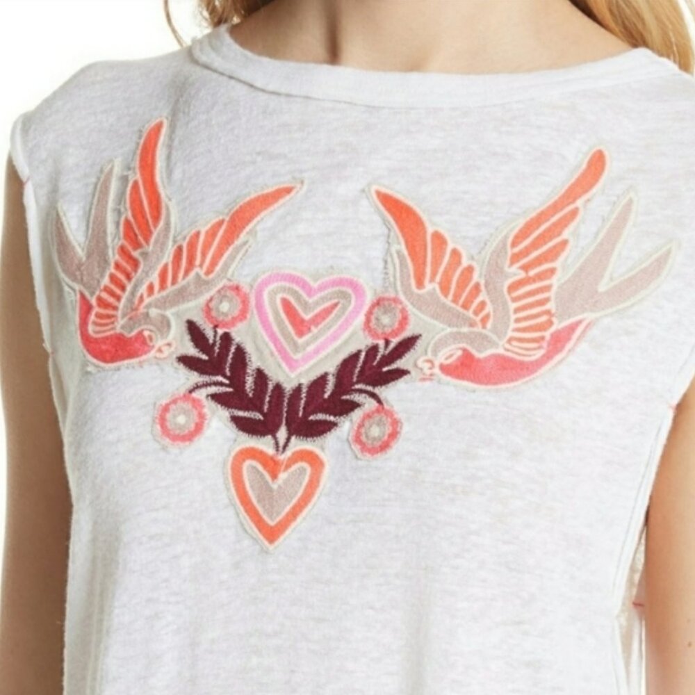 FREE PEOPLE Love Birds White Lace Up Back Top EUC sz S - Picture 11 of 13